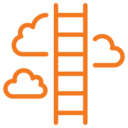 orange ladder and clouds icon